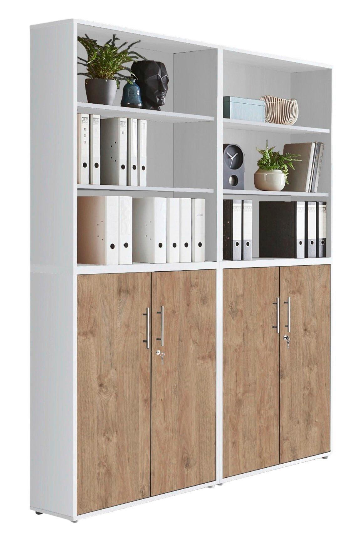 Office Edition B: 168,6 cm Eichefarben/Weiß - Eichefarben/Weiß, MODERN, Holzwerkstoff (168,8/227,2/33cm) - MID.YOU
