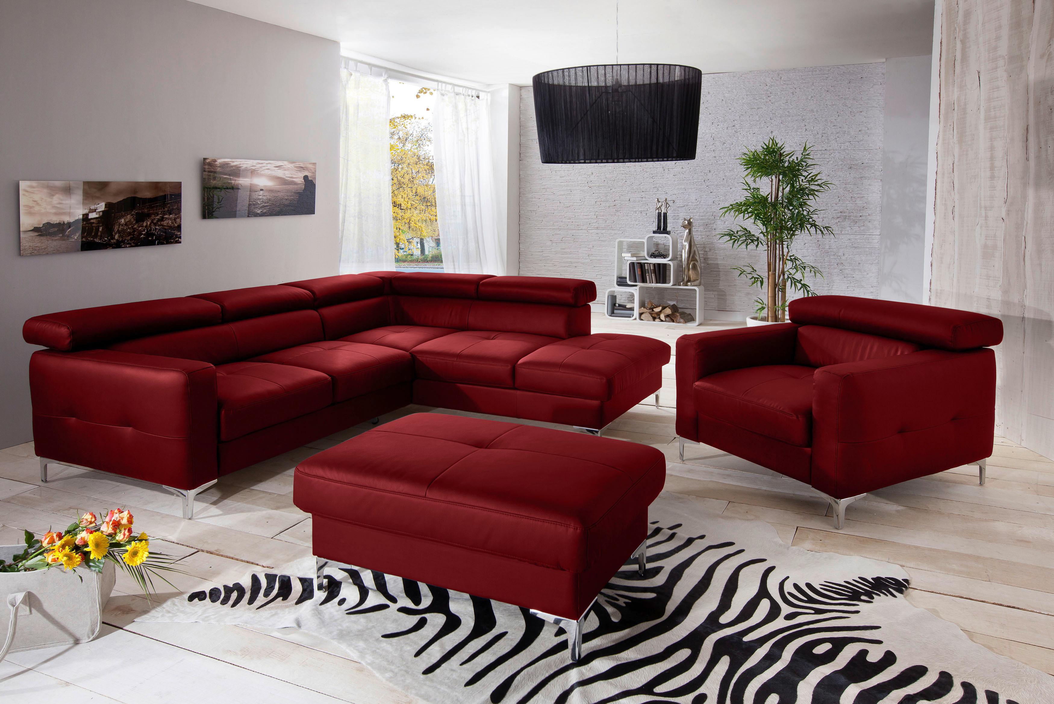 Polstersessel Sammy Rot Leder - Chromfarben/Rot, Design, Leder (99/78-92/106cm) - Livetastic