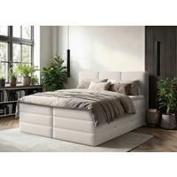 Boxspringbett mit Topper & Bettkasten 160x200 Castel K - Schwarz/Weiß, MODERN, Holz/Holzwerkstoff (160/200cm) - MID.YOU