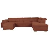 Schlafsofa mit Bettkasten Sirius XL,terracotta,219x334cm - Eichefarben/Terracotta, KONVENTIONELL, Holz/Holzwerkstoff