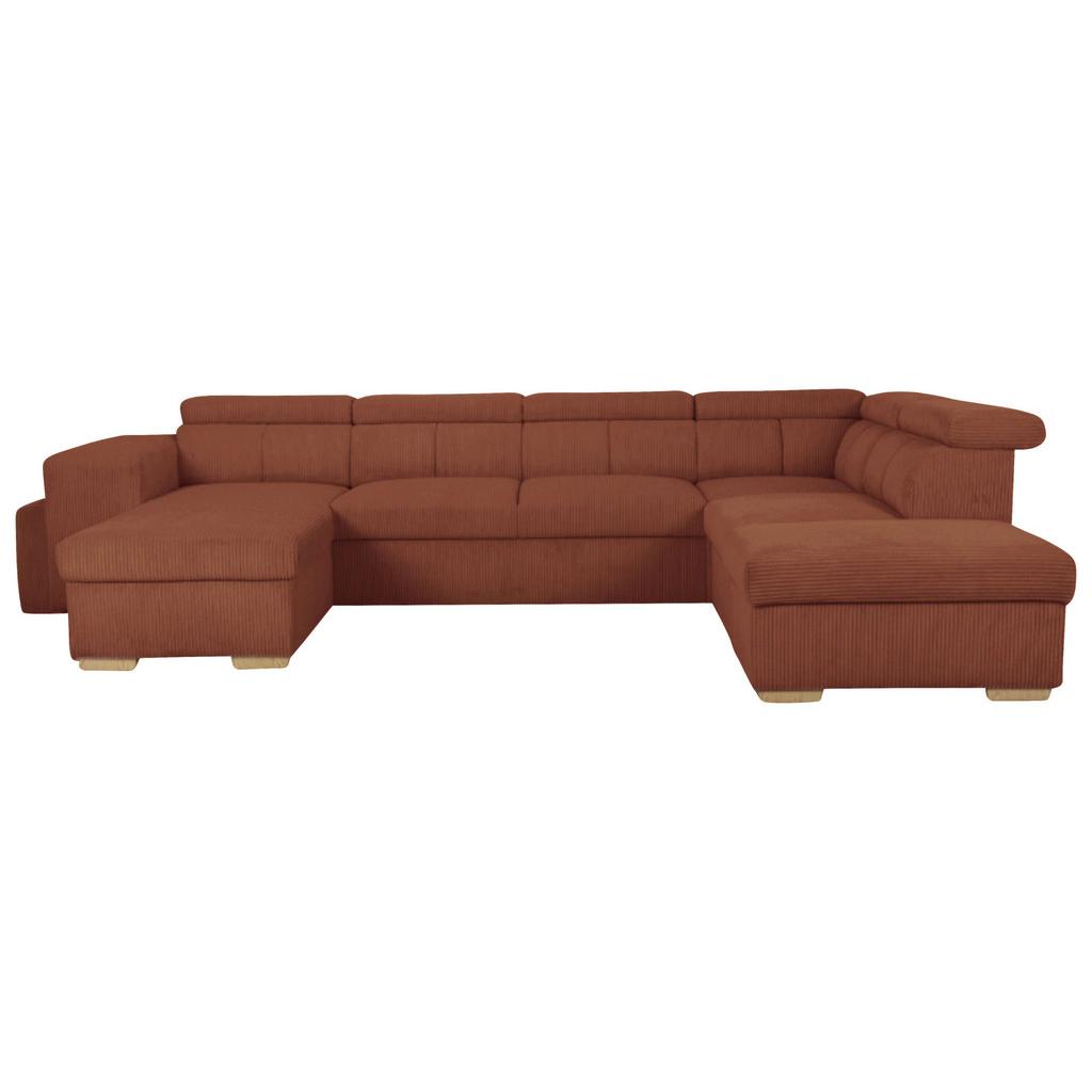 Wohnlandschaft mit Bettkasten Sirius XL,terracotta,219x334cm