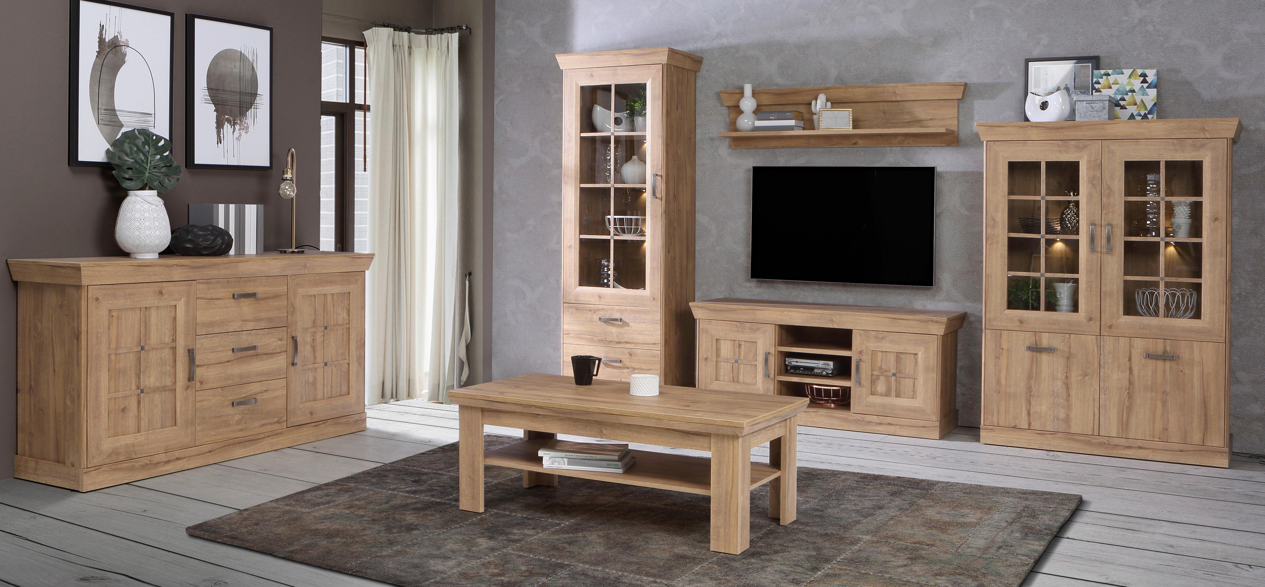 TV DIEL CANNES - sivá/farba duba, Romantik / Landhaus, kov/kompozitné drevo (143/62/47cm)