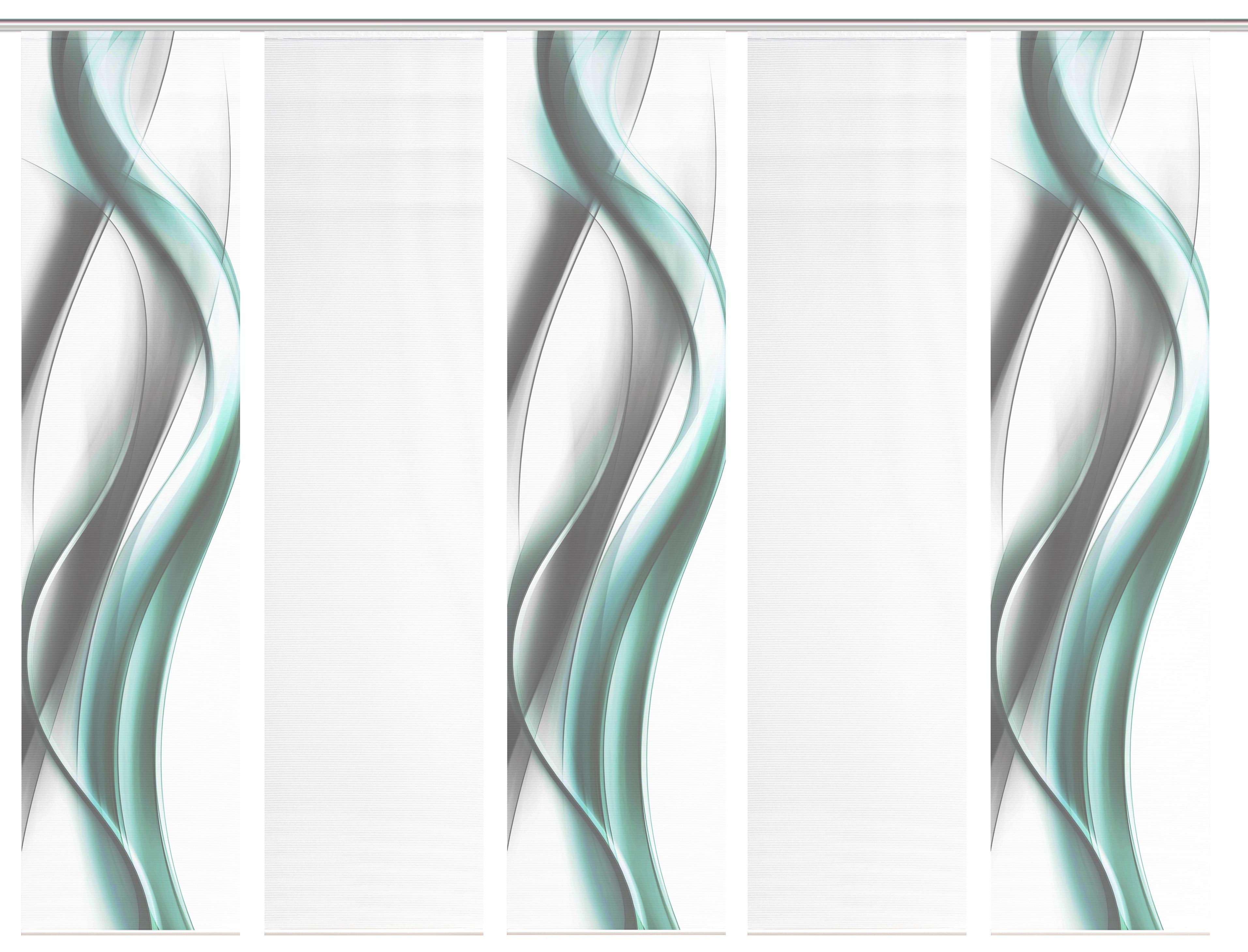 Flächenvorhang Cara 5er Set - Weiß/Grau, Design, Textil (60/260cm)