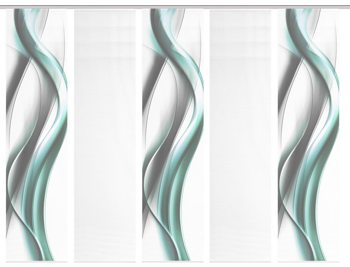 Flächenvorhang Cara 5er Set - Weiß/Grau, Design, Textil (60/260cm)