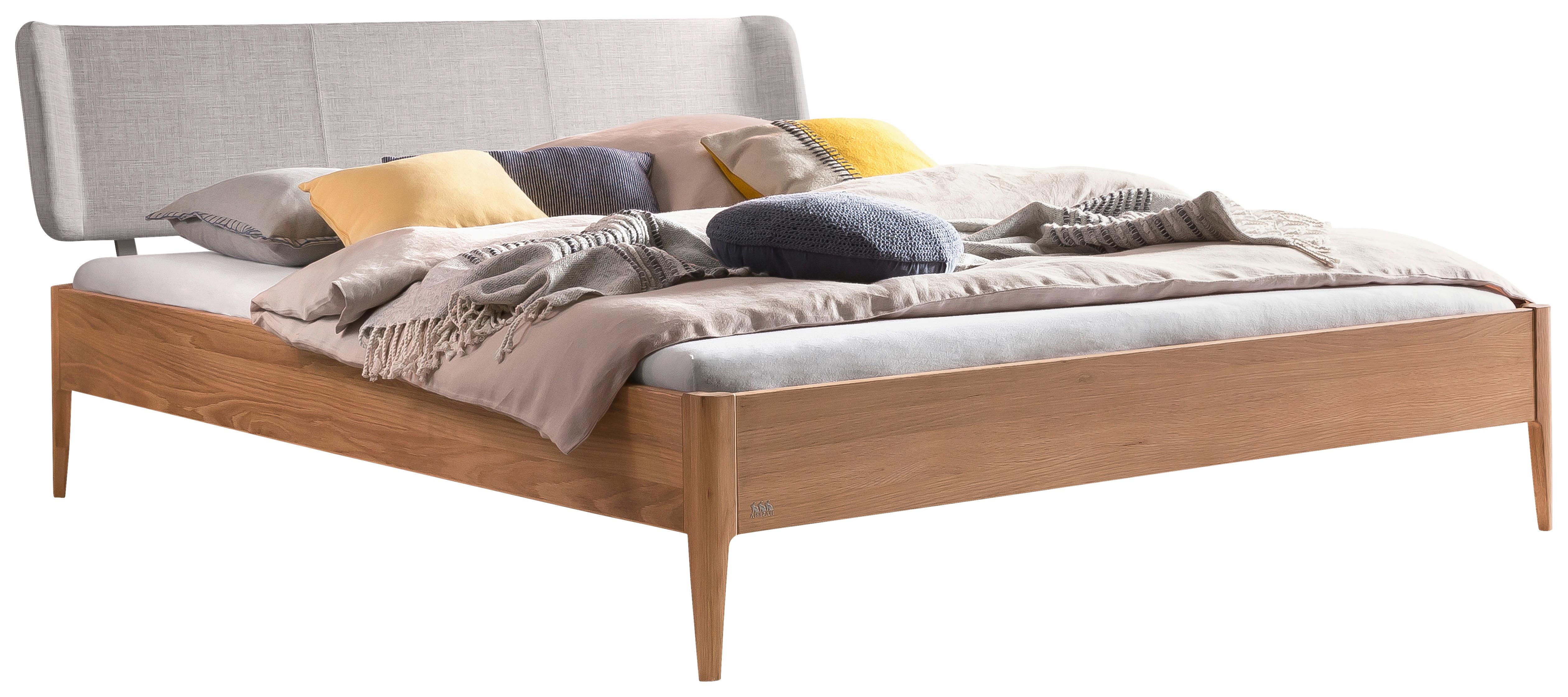 Bett Pienza, Eichefarben 140x200 Cm - Eichefarben/Hellgrau, MODERN, Holz/Textil (140/200cm) - Hasena