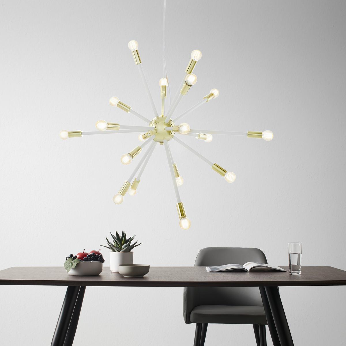 Luster CIARA - biela/mosadzná, Modern, kov - Bessagi Home