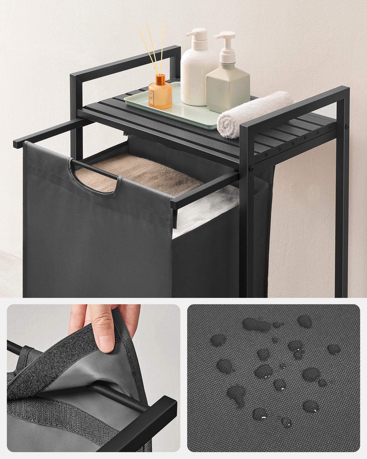 Wäschekorb Blh101g01 - Schwarz/Grau, Trend, Holzwerkstoff/Textil (50/72/33cm) - MID.YOU