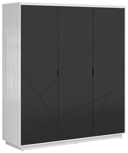 Drehtürenschrank Forn - Weiß Hochglanz/Schwarz, MODERN, Holzwerkstoff (180/200,5/56,5cm) - MID.YOU