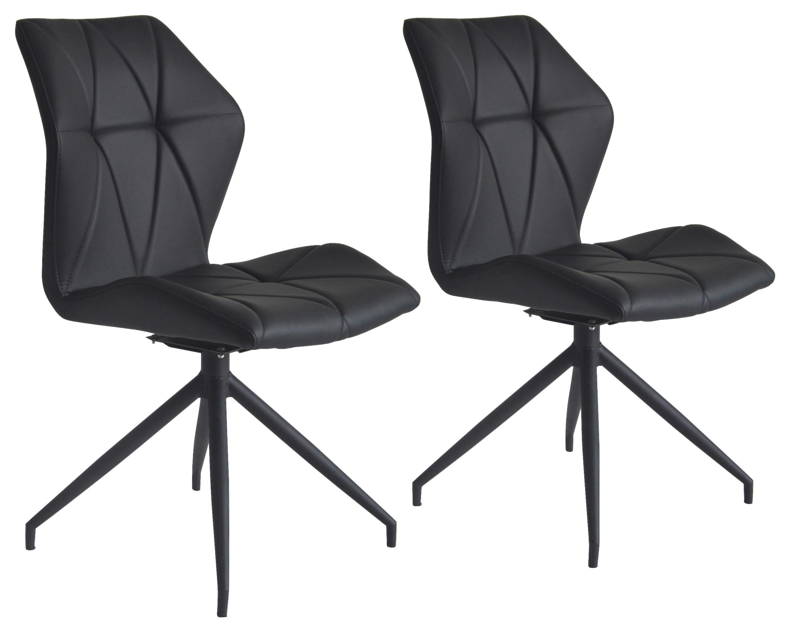 Esszimmerstuhl Imke Schwarz Gepolstert 2-Er Set - Schwarz, KONVENTIONELL, Textil/Metall (52/90,5/62cm) - MID.YOU