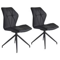 Esszimmerstuhl Imke Schwarz Gepolstert 2-Er Set - Schwarz, KONVENTIONELL, Textil/Metall (52/90,5/62cm) - MID.YOU