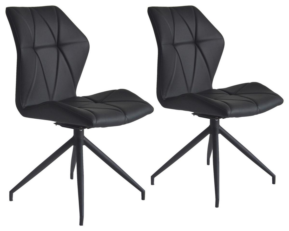 Esszimmerstuhl Imke Schwarz Gepolstert 2-Er Set - Schwarz, KONVENTIONELL, Textil/Metall (52/90,5/62cm) - MID.YOU