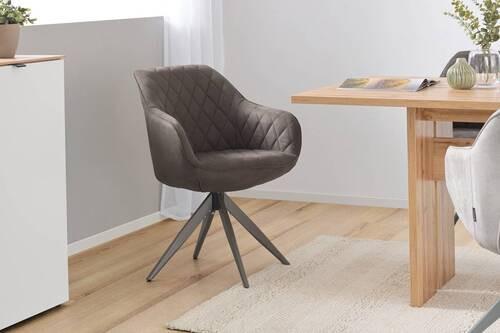 Armlehnstuhl Adriano Dunkelgrau drehbare Sitzfläche - Dunkelgrau, MODERN, Textil/Metall (59/84/59cm) - Livetastic
