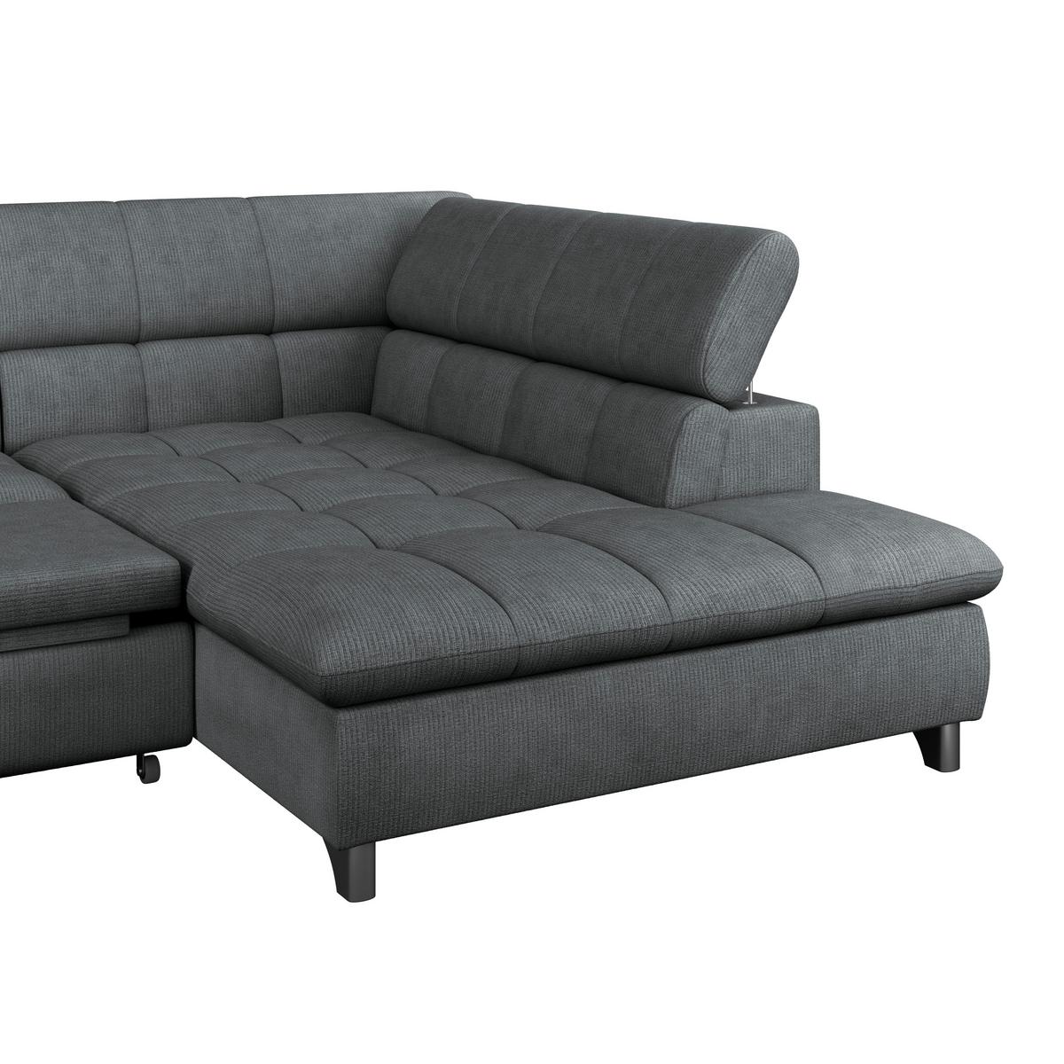 Ecksofa Mit Schlaffunktion Gemini Graphitfarben 312x234cm - Chromfarben/Graphitfarben, KONVENTIONELL, Textil (312/234cm)