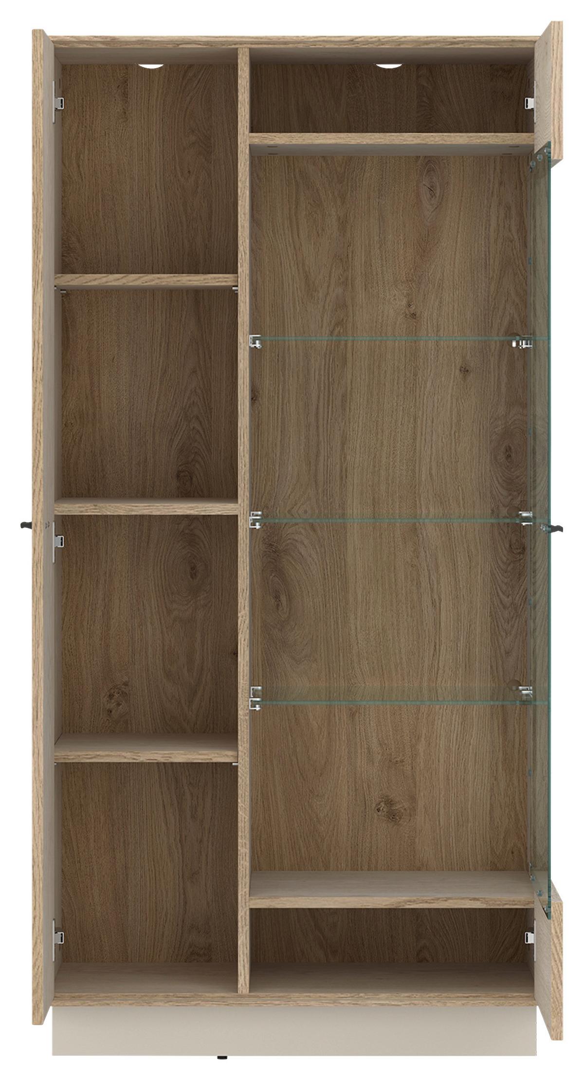 Vitrine, Lagoon, B: 75 Cm Eichefarben/kaschmir - Kaschmir/Eichefarben, MODERN, Glas/Holzwerkstoff (75/150/40cm)