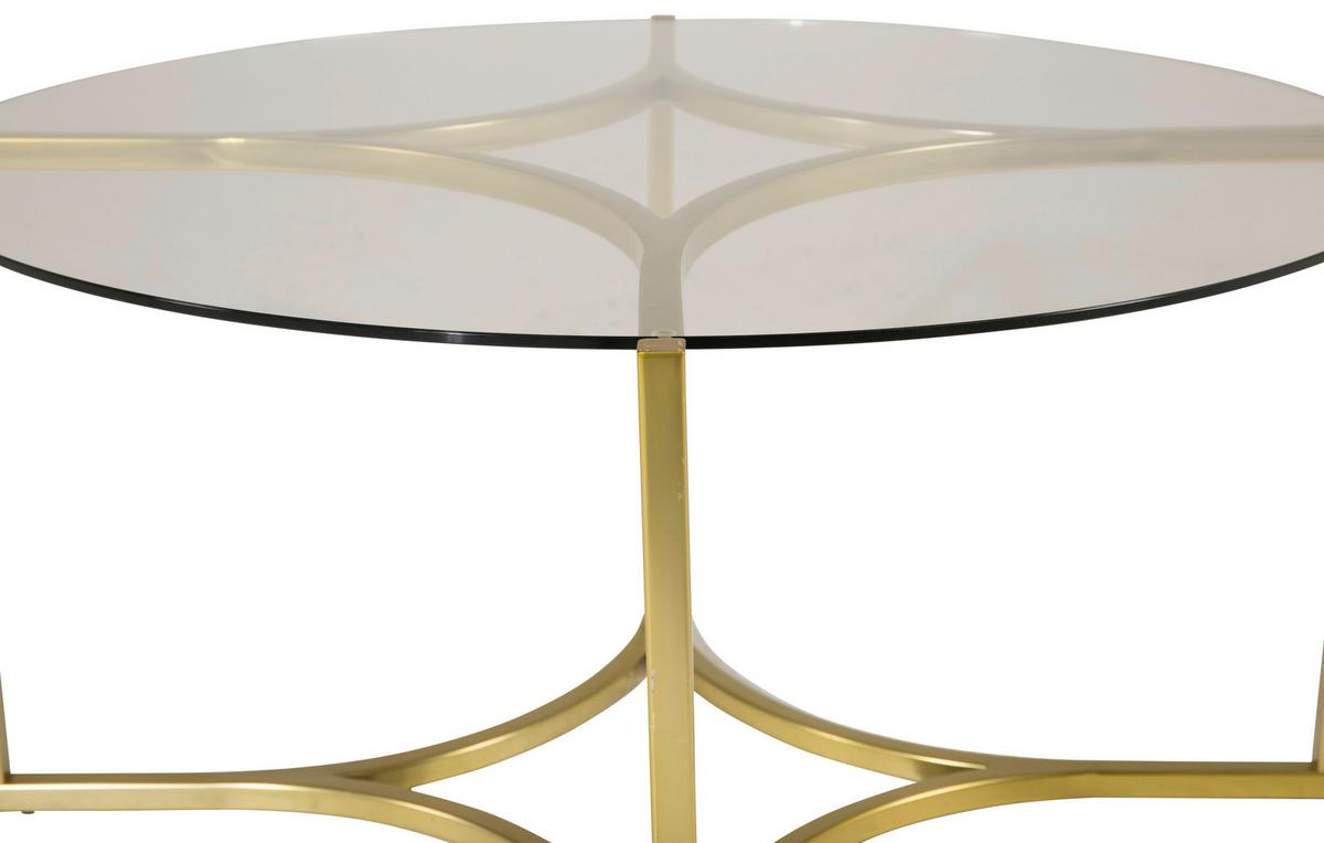 Couchtisch Kivik - Messingfarben, Design, Glas/Metall (90/90/45cm) - Livetastic