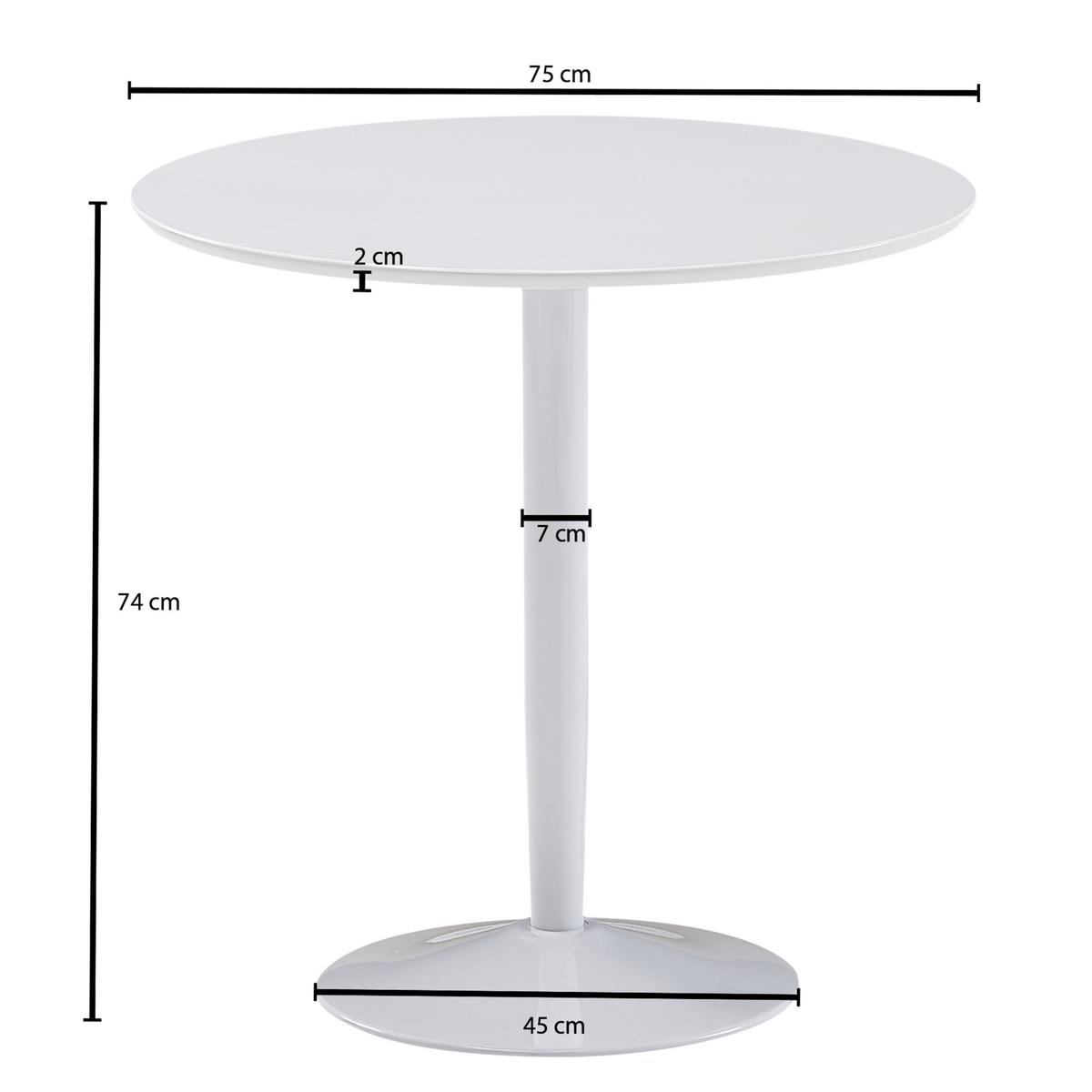Jídelní stůl ve vysokém 75 - bílá, Moderní, kov/kompozitní dřevo (75/74cm) - MID.YOU