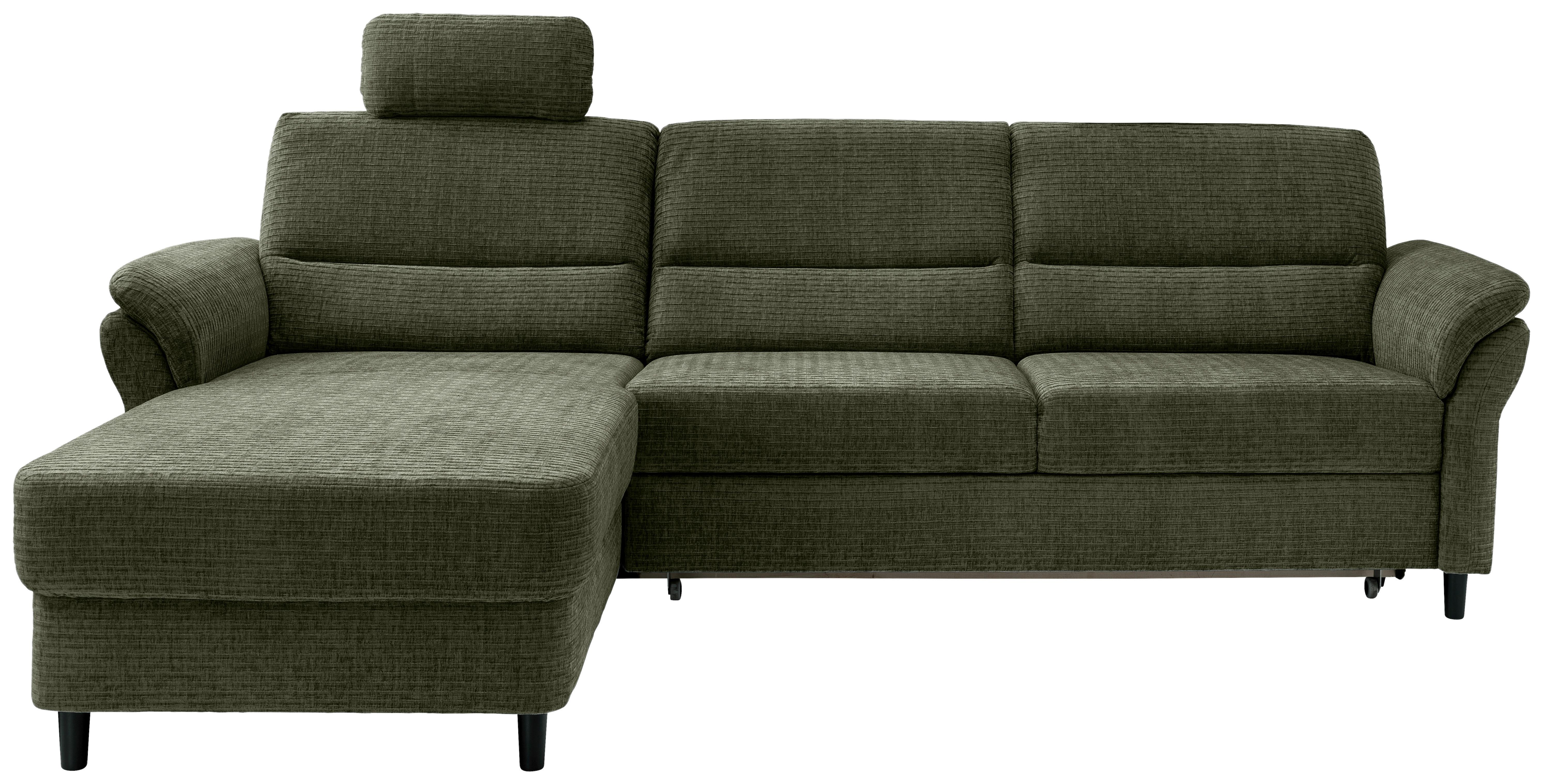 Ecksofa Cavoli, Olivgrün S: 176x279 cm - Schwarz/Olivgrün, MODERN, Textil (176/279cm) - Livetastic