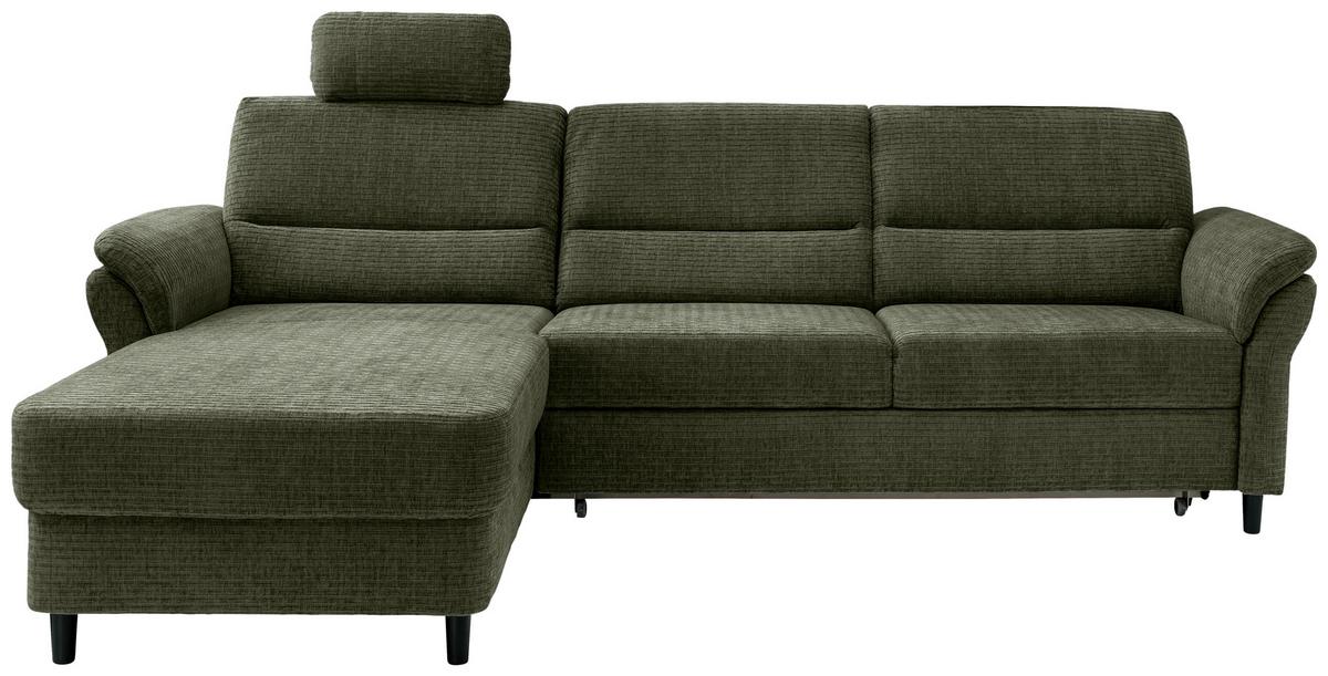 Ecksofa Cavoli, Olivgrün S: 176x279 cm - Schwarz/Olivgrün, MODERN, Textil (176/279cm) - Livetastic