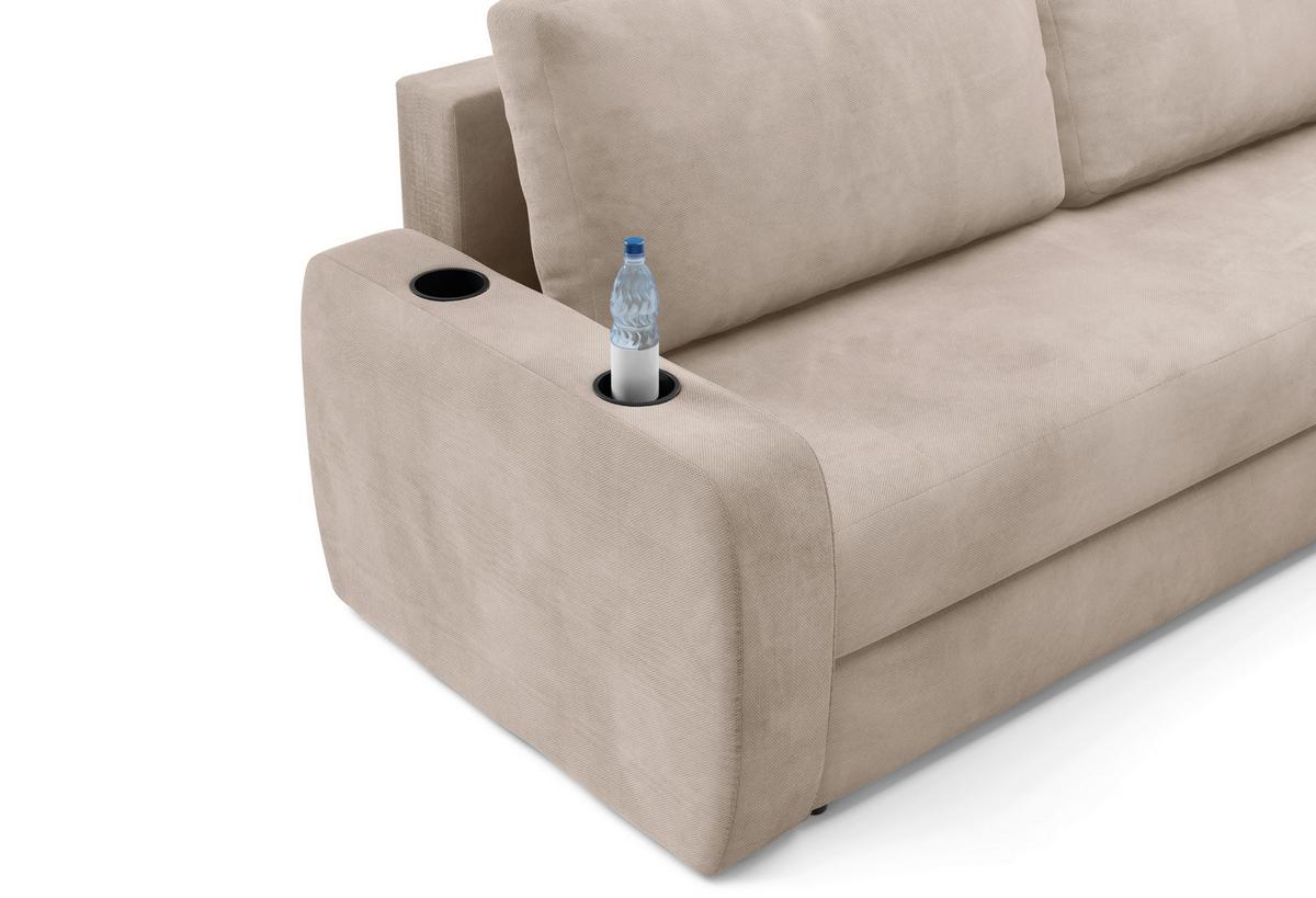 Schlafsofa Ines Beige B: 258cm - Beige/Schwarz, Design, Textil (258/98/95cm) - Livetastic