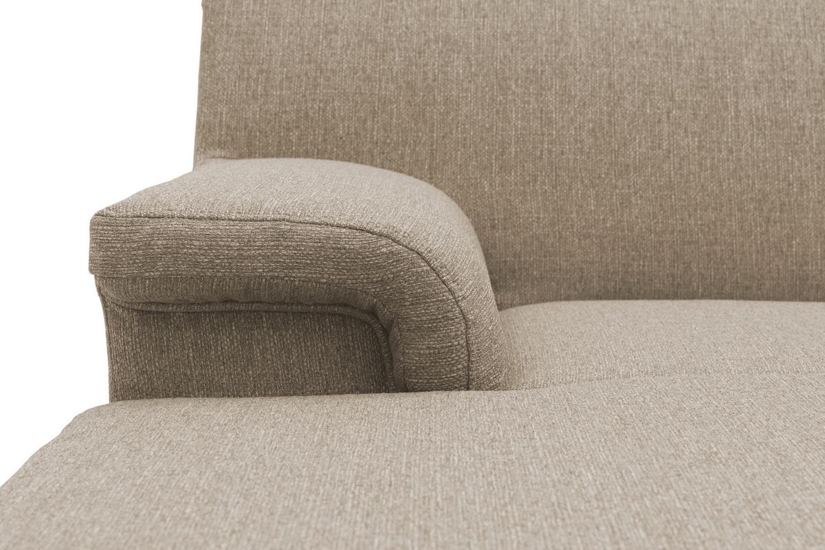 Ecksofa Jamie Rücken Echt Beige Webstoff - Chromfarben/Beige, KONVENTIONELL, Textil (150/251cm) - MID.YOU