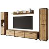Wohnwand 4 -Teilig. Bogota XL Wotan Eiche Dekor - Eiche Wotan/Schwarz, Basics, Holzwerkstoff (240/130/31cm) - MID.YOU