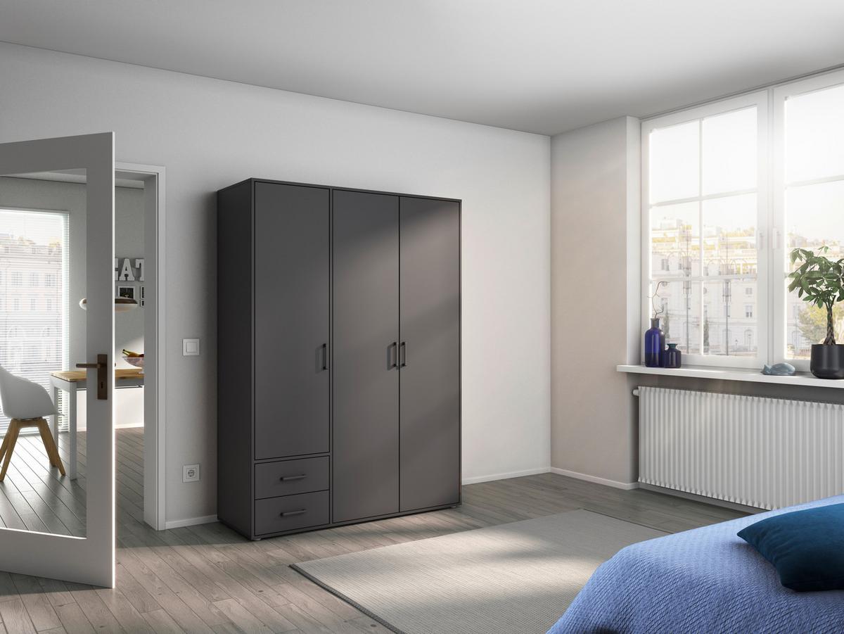 Drehtürenschrank Voyager Grau B: 140 Cm - Grau, MODERN, Holzwerkstoff (140/194/53cm) - Rauch Möbel