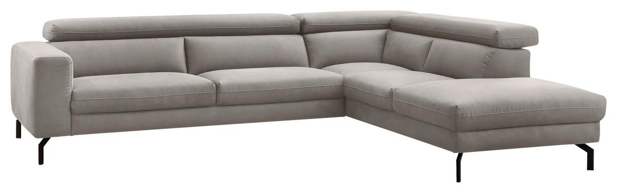 Ecksofa California - Silberfarben/Schwarz, MODERN, Textil (305/233cm) - Trendmanufaktur