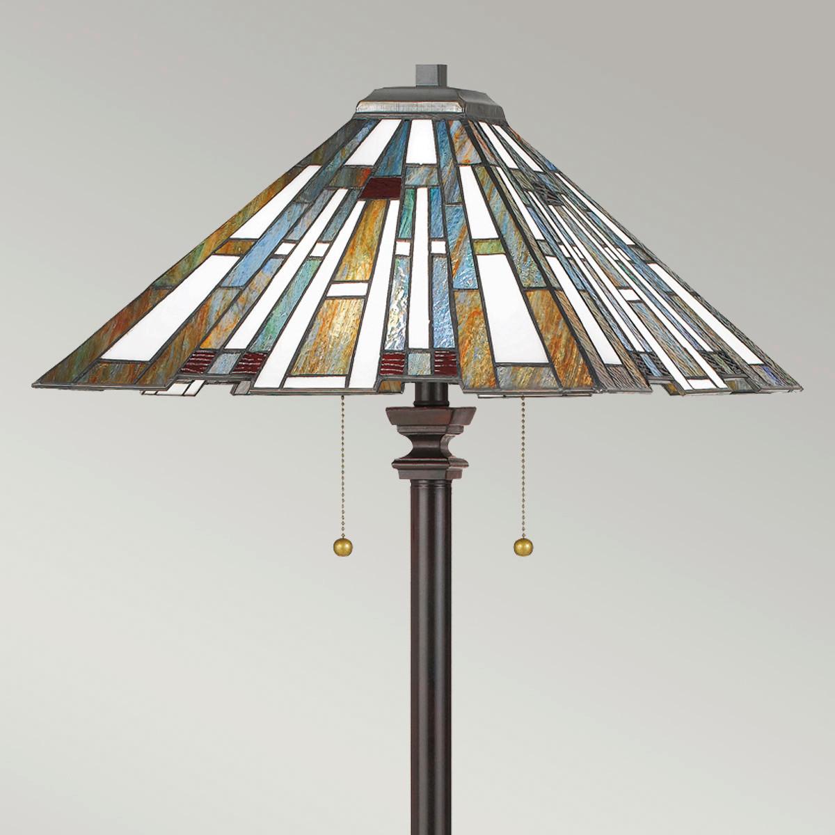 Állólámpa Qz-Maybeck-Fl - sötétbarna/többszínű, Konventionell, üveg/természetes anyagok (30/157.80cm) - Elstead Lighting