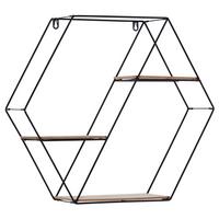 NÁSTENNÝ REGÁL ROM 3 - čierna/farba pínie, Modern, kov/kompozitné drevo (58/51/15cm)