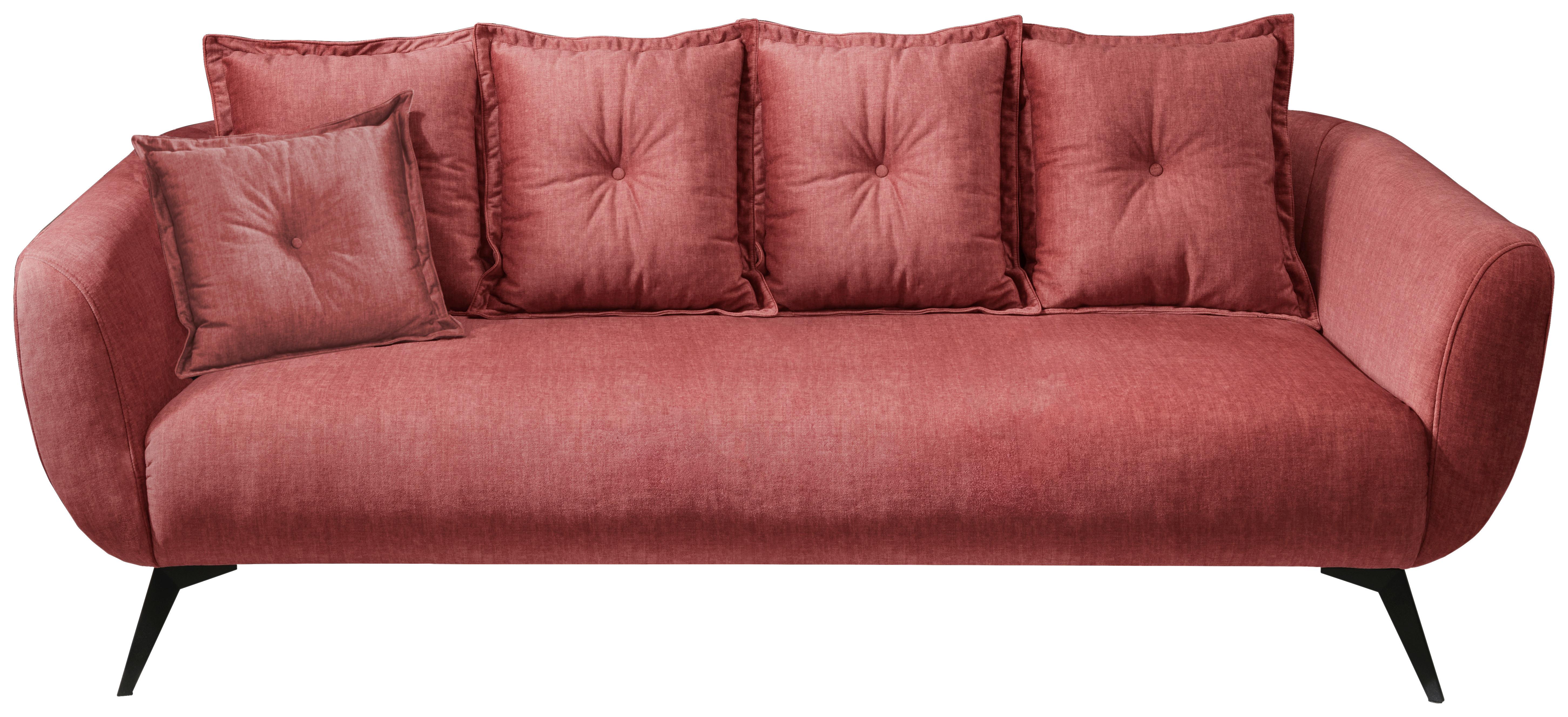 3-Sitzer-Sofa Baggio mit Kissen Koralle - Koralle/Schwarz, MODERN, Holz/Textil (236/94/103cm) - Livetastic
