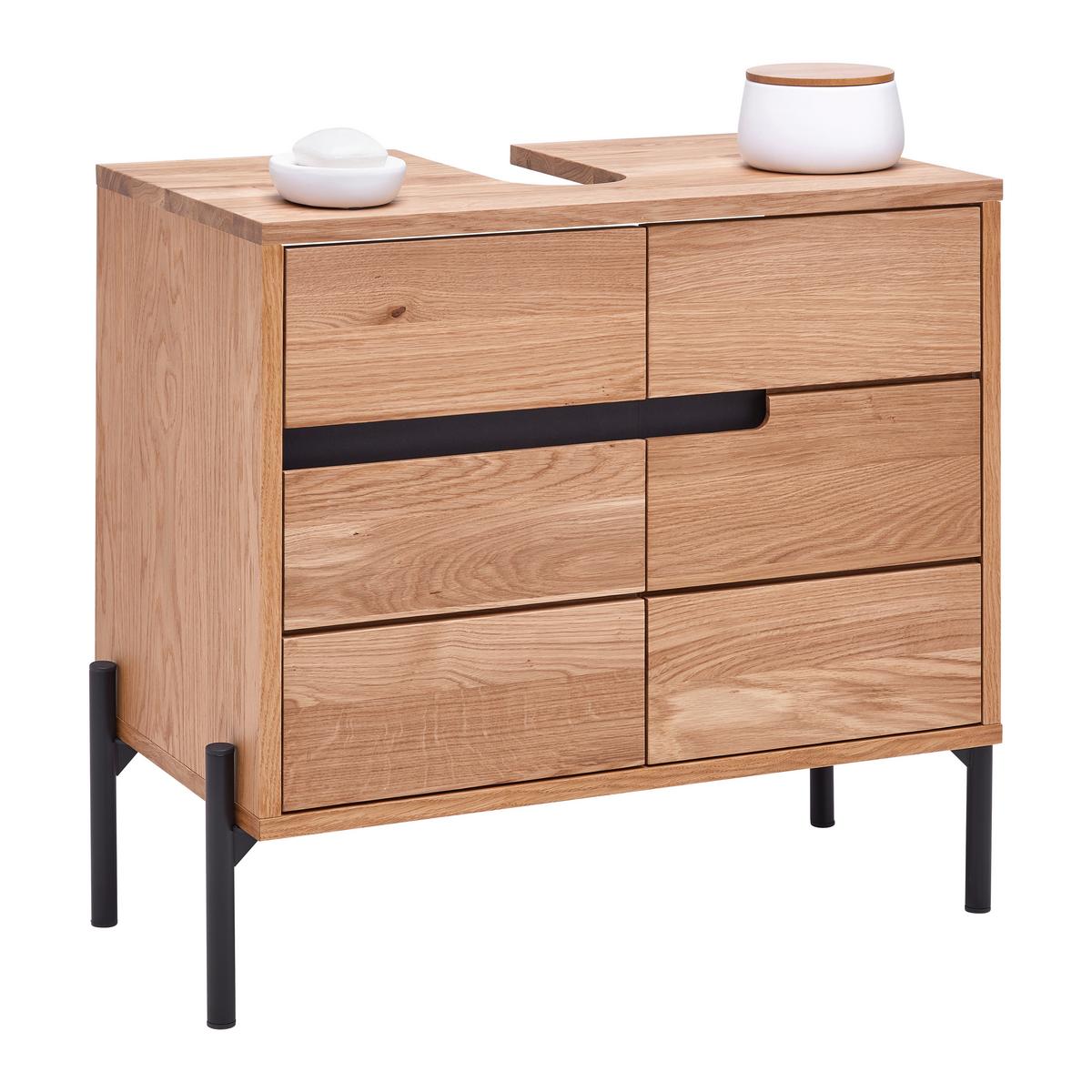 skříňka pod umyvadlo Avanto AVANTO -EXKLUSIV- - černá, Natur, kov/dřevo (64/61/35cm) - ecoTree