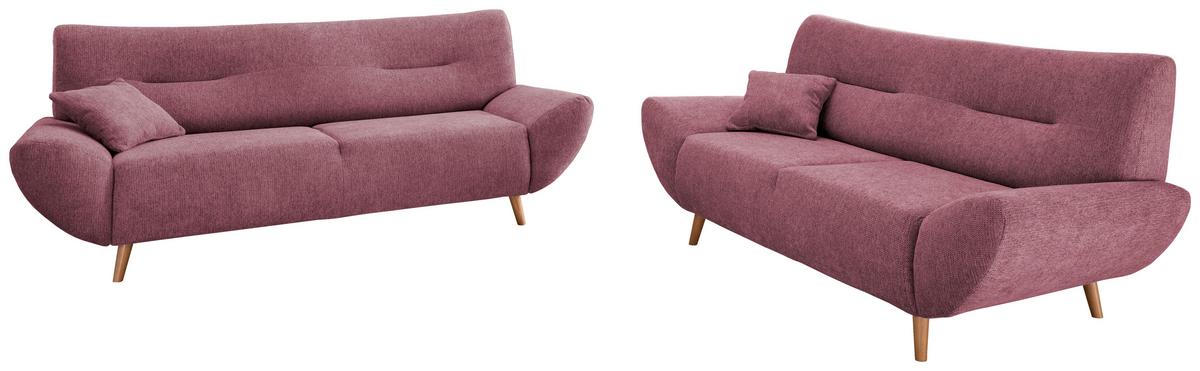 3-Sitzer-Sofa Drago Brombeere S: 205/90 cm - Wildeiche/Brombeere, MODERN, Holz/Textil (205/81/90cm) - MID.YOU