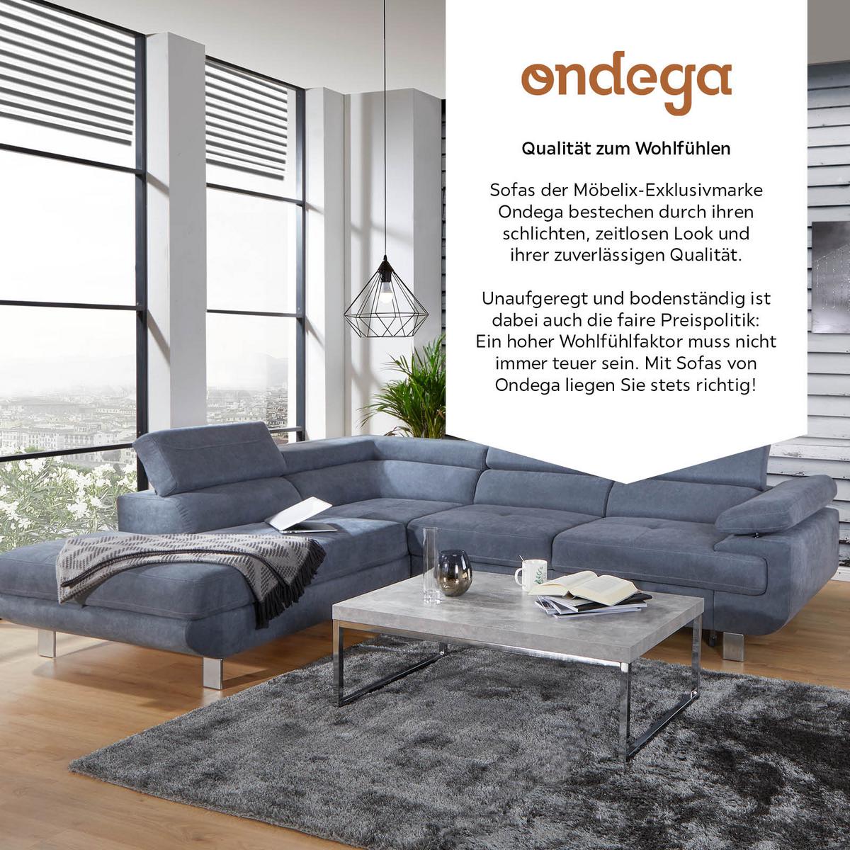 Ecksofa Mit Schlaffunktion & Bettkasten Savona Blaugrau - Blaugrau, MODERN, Textil (230/270cm) - Ondega