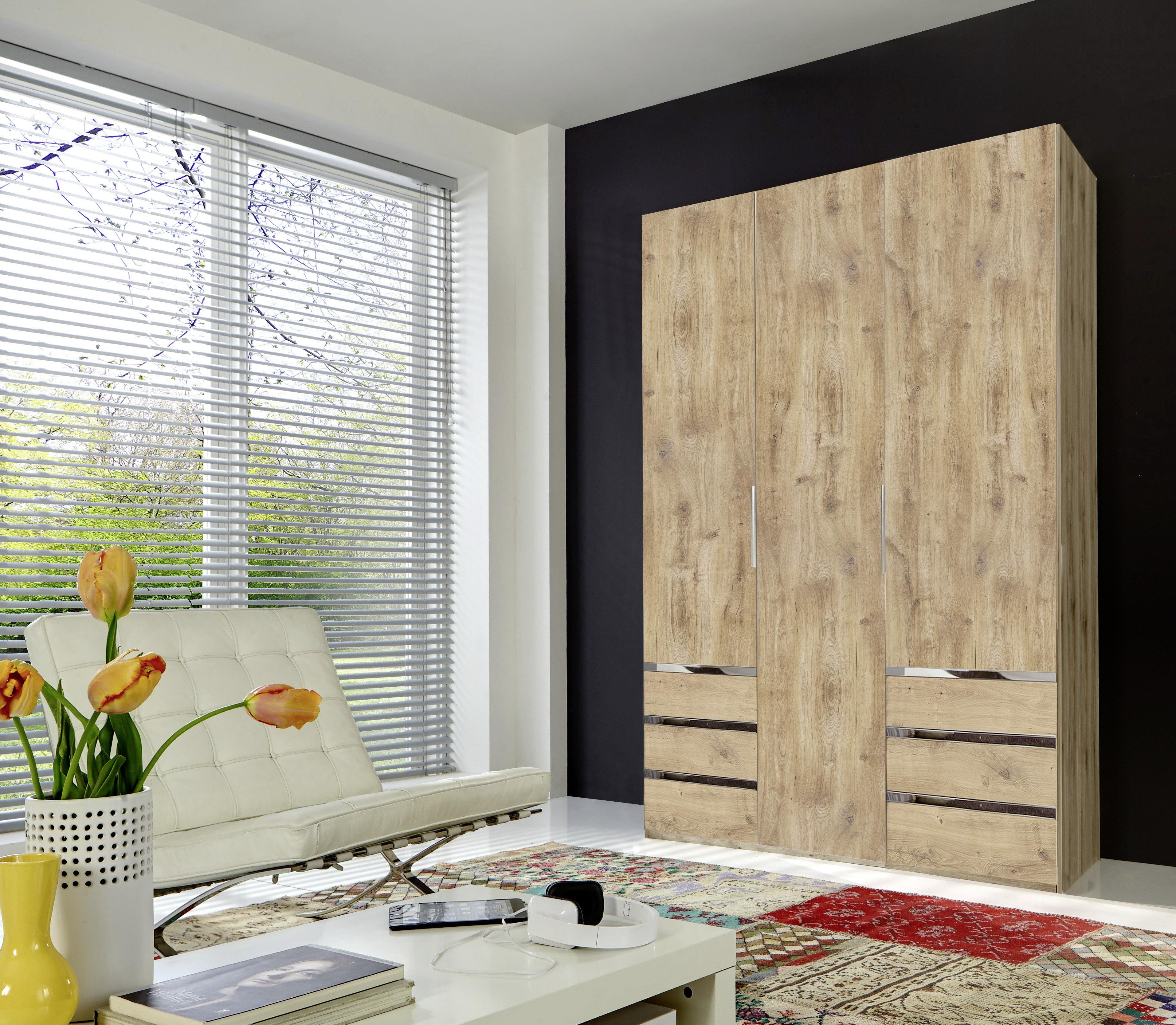 Drehtürenschrank Mit Schubladen 150cm Level 36a, Eichendekor - Eichefarben, MODERN, Holzwerkstoff (150/216/58cm) - MID.YOU