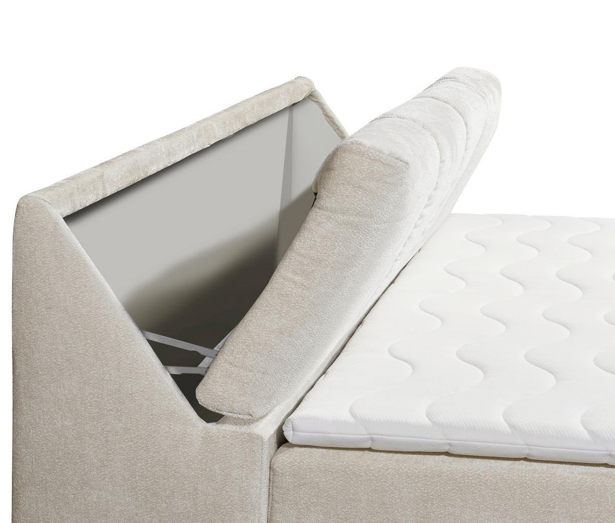 Boxbett Mit Topper+bettkasten 120x200 Cm Valencia - Beige/Schwarz, MODERN, Holzwerkstoff/Textil (120/200cm) - MID.YOU