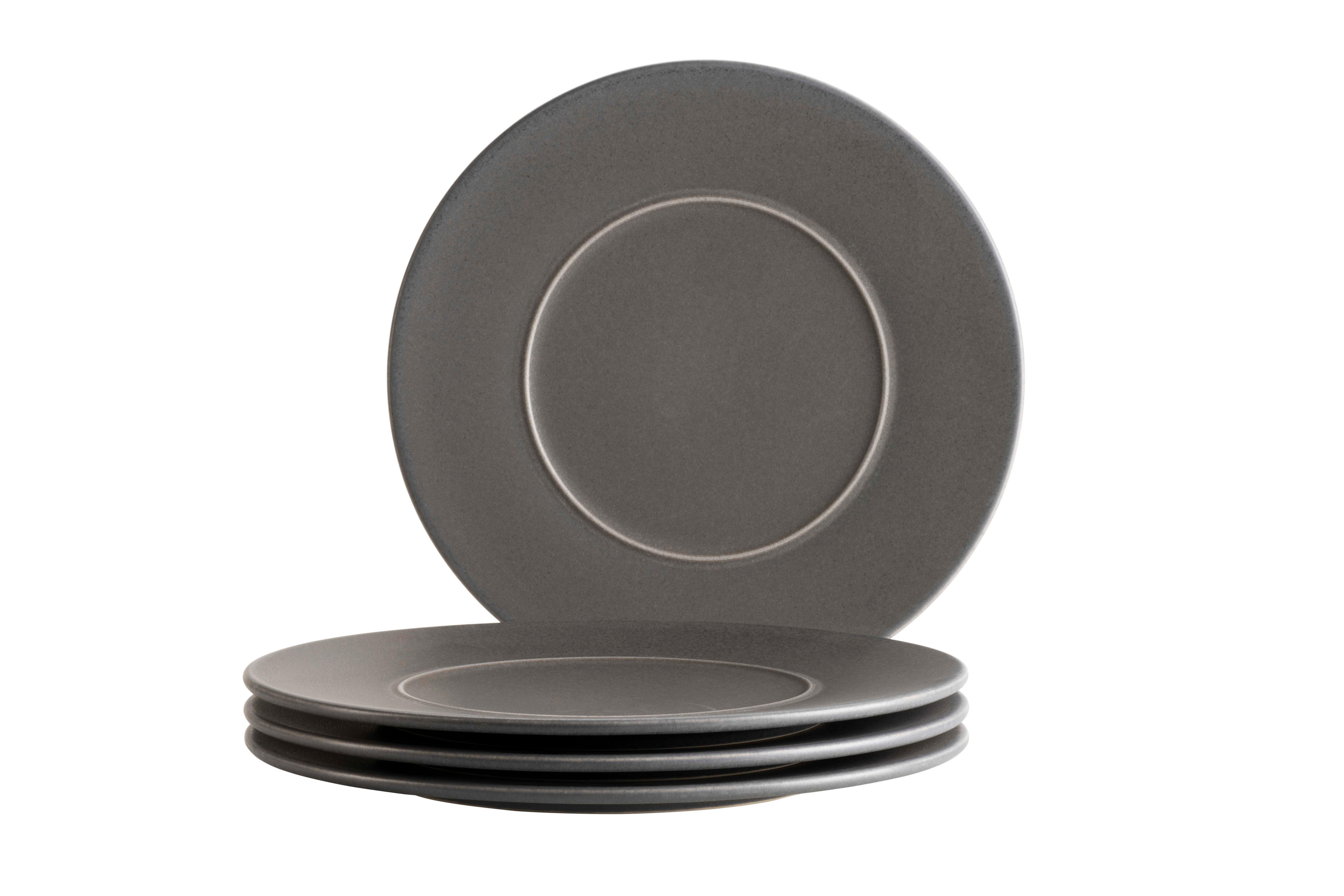 Tellerset Unico Anthrazit 4-Teilig - Anthrazit, Basics, Keramik - Mäser