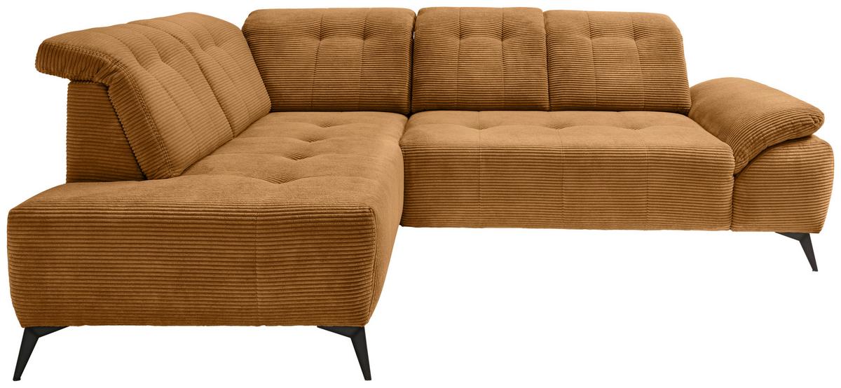 Ecksofa Fiore Goldfarben S: 200x272 cm - Goldfarben/Schwarz, MODERN, Textil (200/272cm) - Livetastic