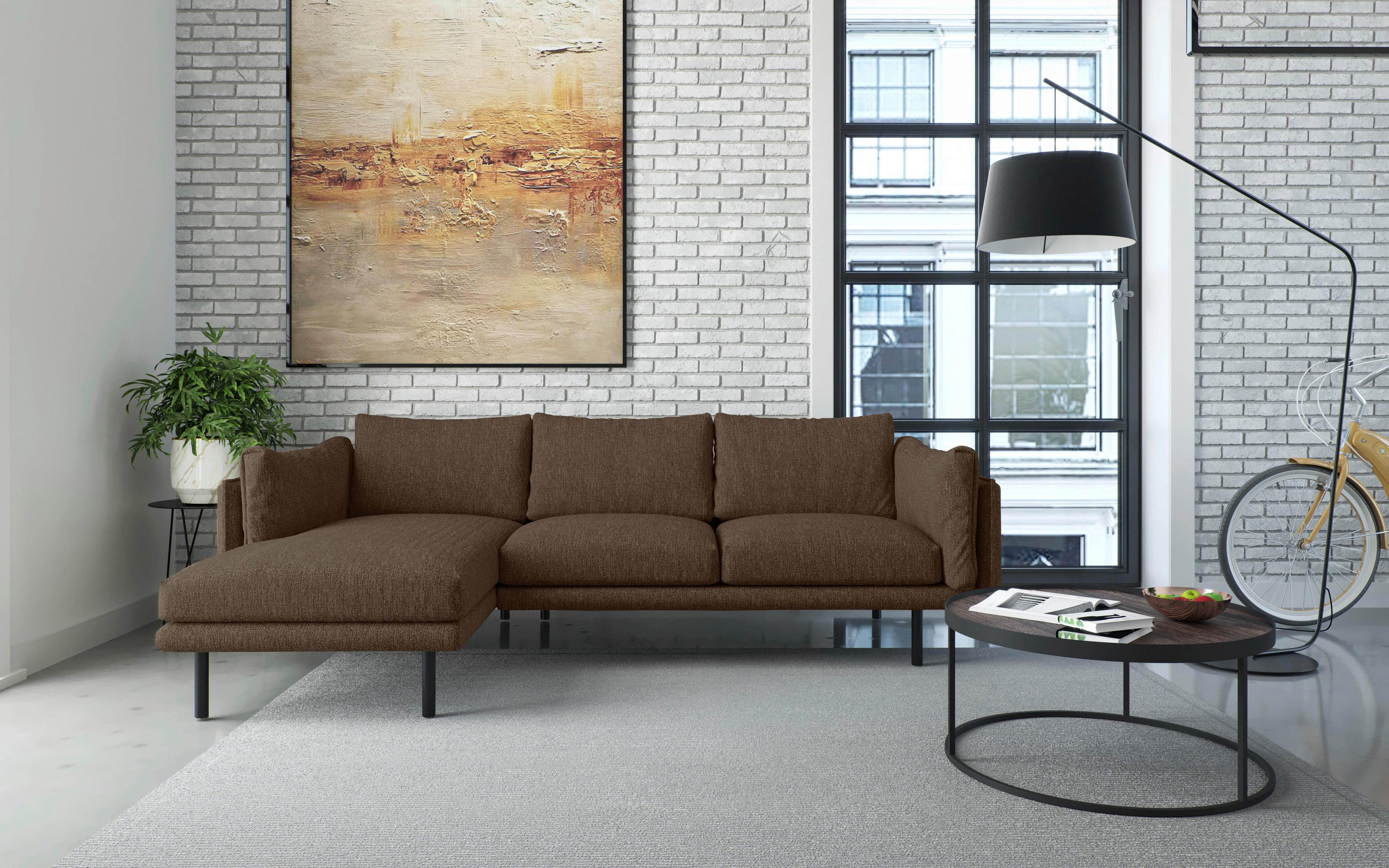 Ecksofa Salama - Hellbraun/Beige, Design, Textil (160/268/100cm) - Livetastic