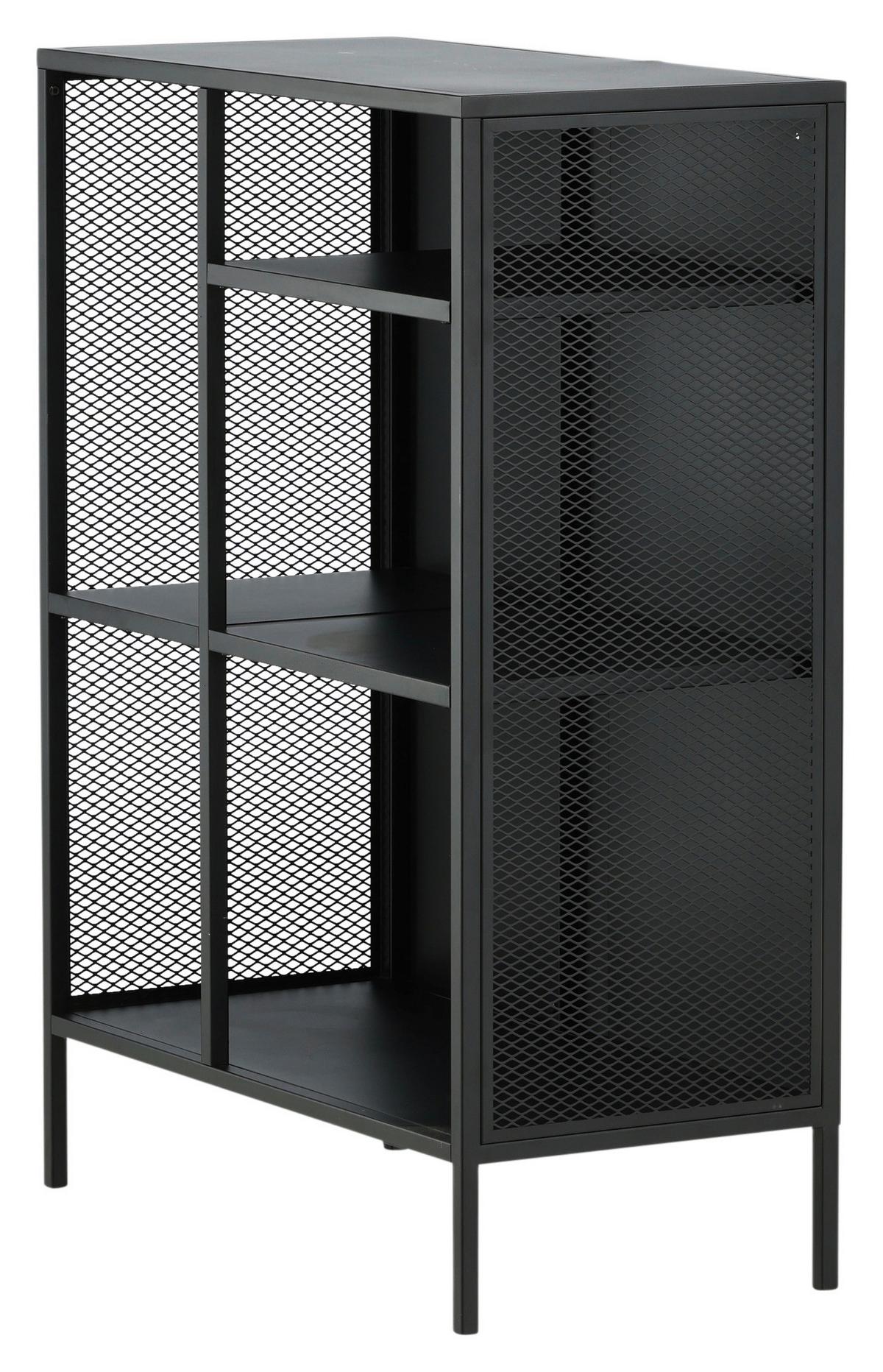 Bücherwand Misha - Schwarz, Design, Metall (80/110/40cm) - Livetastic