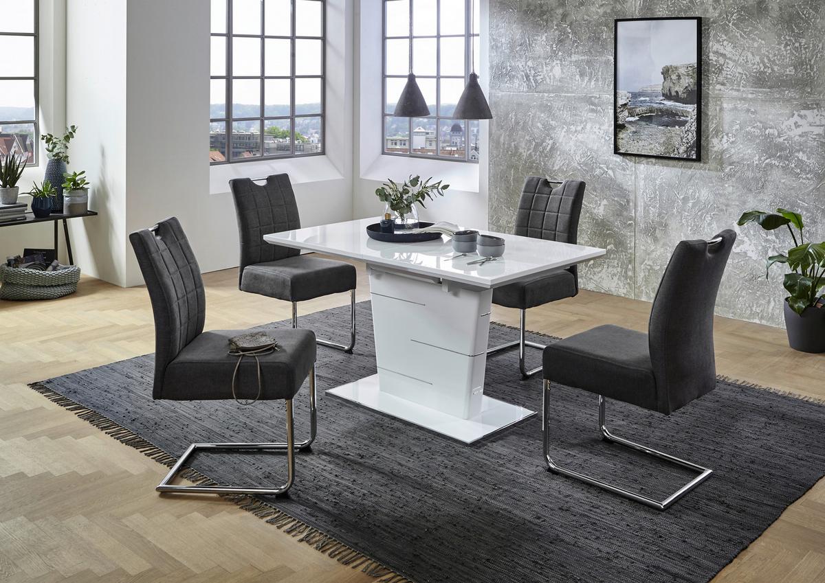 Tischgruppe Donau I G - Anthrazit/Grau, MODERN, Holzwerkstoff/Textil (120 - 160/76/80cm) - MID.YOU