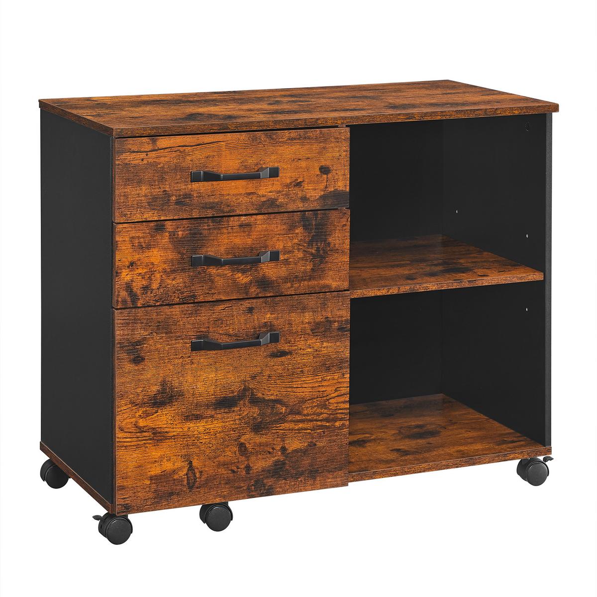 Rollcontainer Iron B: 80 cm Braun/Schwarz - Schwarz/Braun, Basics, Holz/Holzwerkstoff (80/66/40cm) - Boxxx