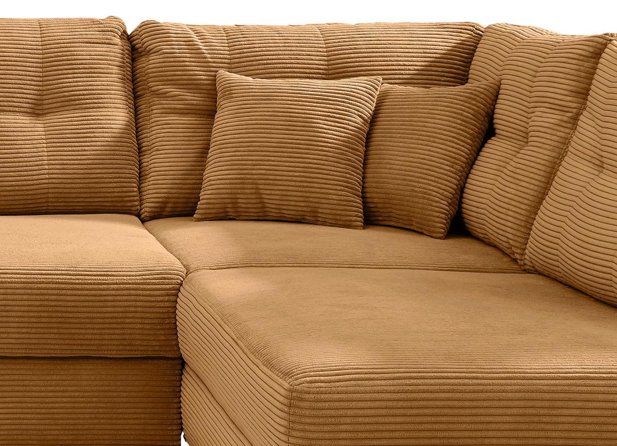 Wohnlandschaft Brizzini mit Schlaffunktion, Goldfarben - Goldfarben/Naturfarben, MODERN, Textil (176/338-352/206cm) - Livetastic