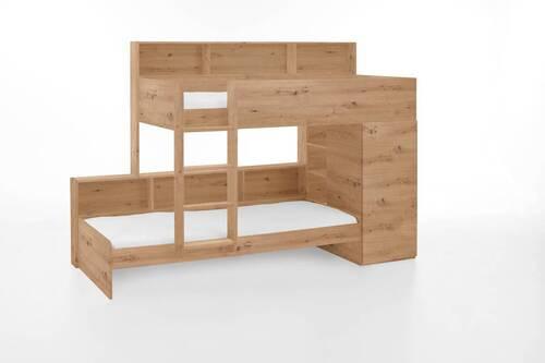 Etagenbett Sina Eichef. Dekor mit Regalen und Kleiderschrank - Eiche Artisan, MODERN, Holzwerkstoff (111/181,2/259cm)