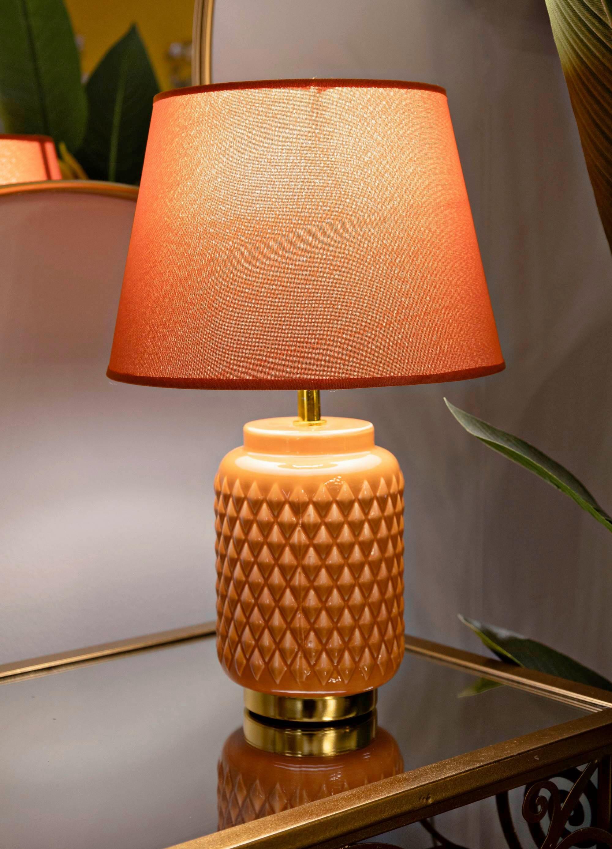 Tischleuchte Square Orange B: 28 cm - Orange, Basics, Keramik/Textil (28/44/28cm)