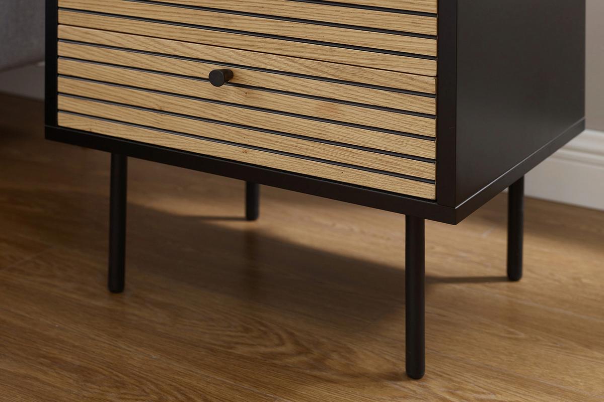 Nachttisch Schwarz/Eichefarben B: 50 cm - Eichefarben/Schwarz, Design, Holz/Holzwerkstoff (50/50/40cm) - Livetastic