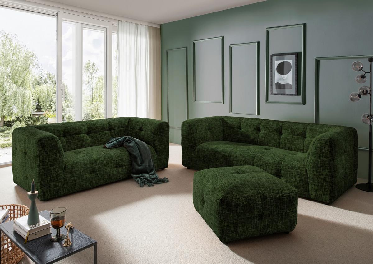 Hocker Velice, Dunkelgrün B: 72 Cm - Dunkelgrün/Schwarz, Design, Textil (72/44/72cm) - Livetastic