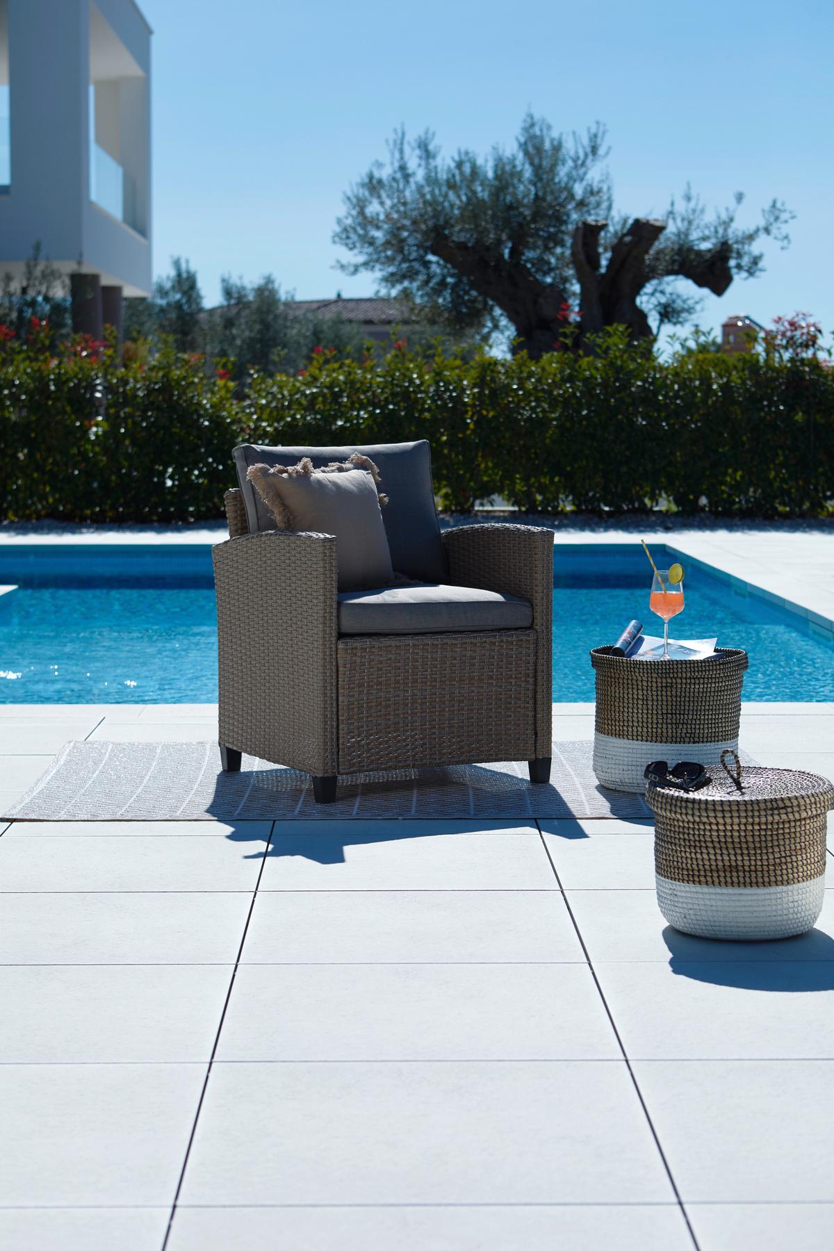 Loungesessel Porto In Rattan-Optik Mit Kissen - Braun/Grau, MODERN, Kunststoff/Textil (65/67/73cm) - Ondega