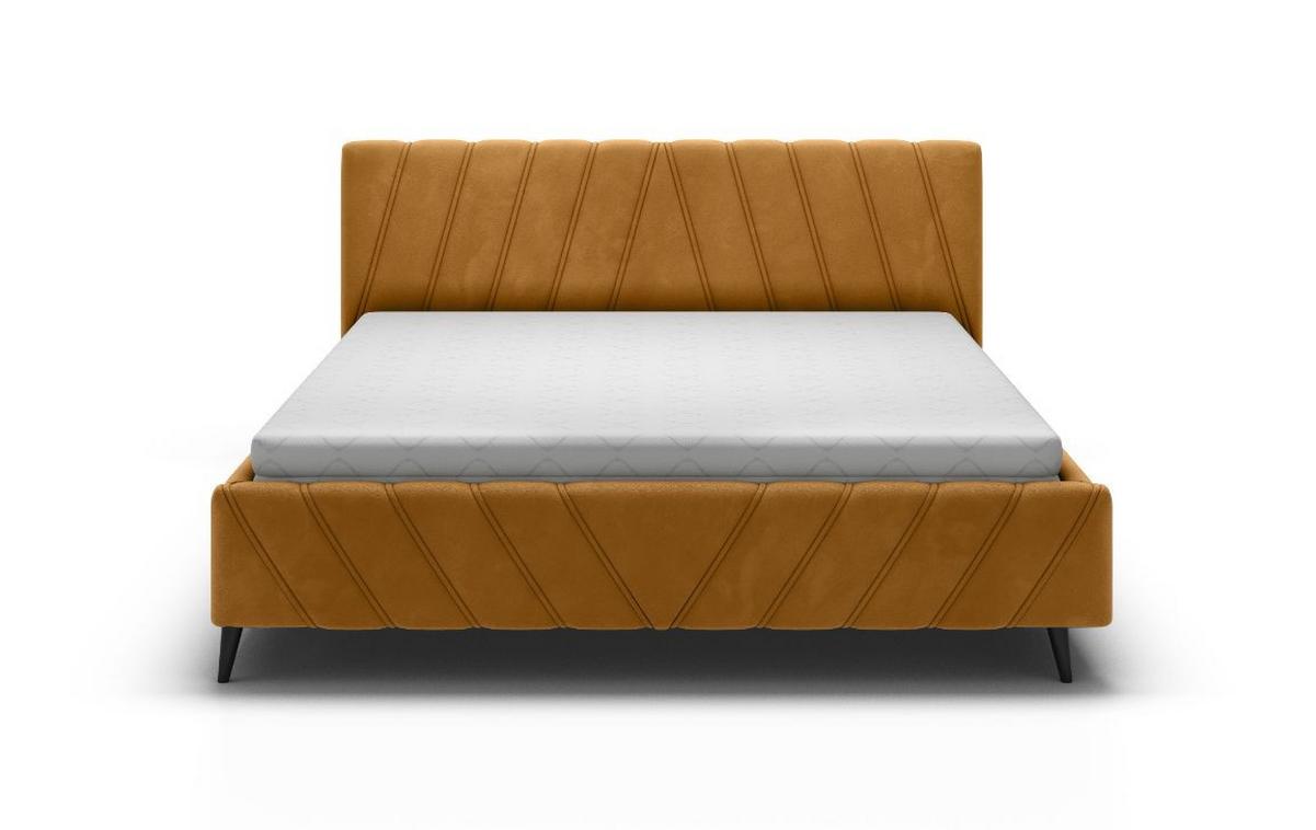Postel Melli s roštem a úložným prostorem 180x200cm - černá/curry žlutá, Design, dřevo/textil (180/200cm)