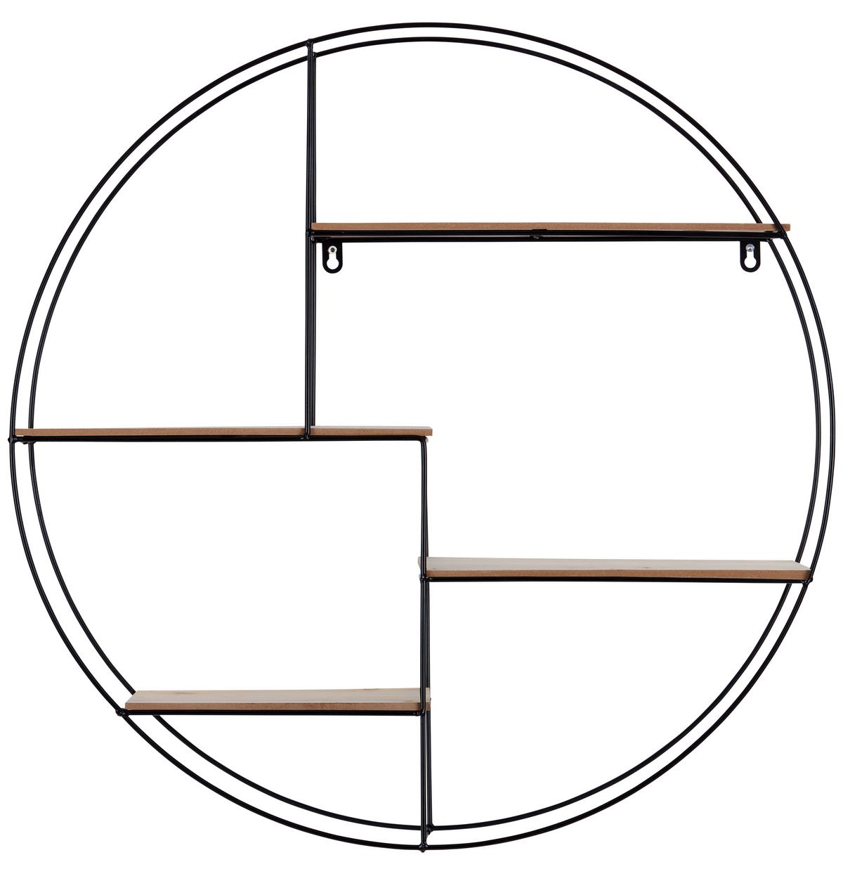 NÁSTENNÝ REGÁL ROM 1 - čierna/farba pínie, Modern, kov/kompozitné drevo (70/70/15cm)