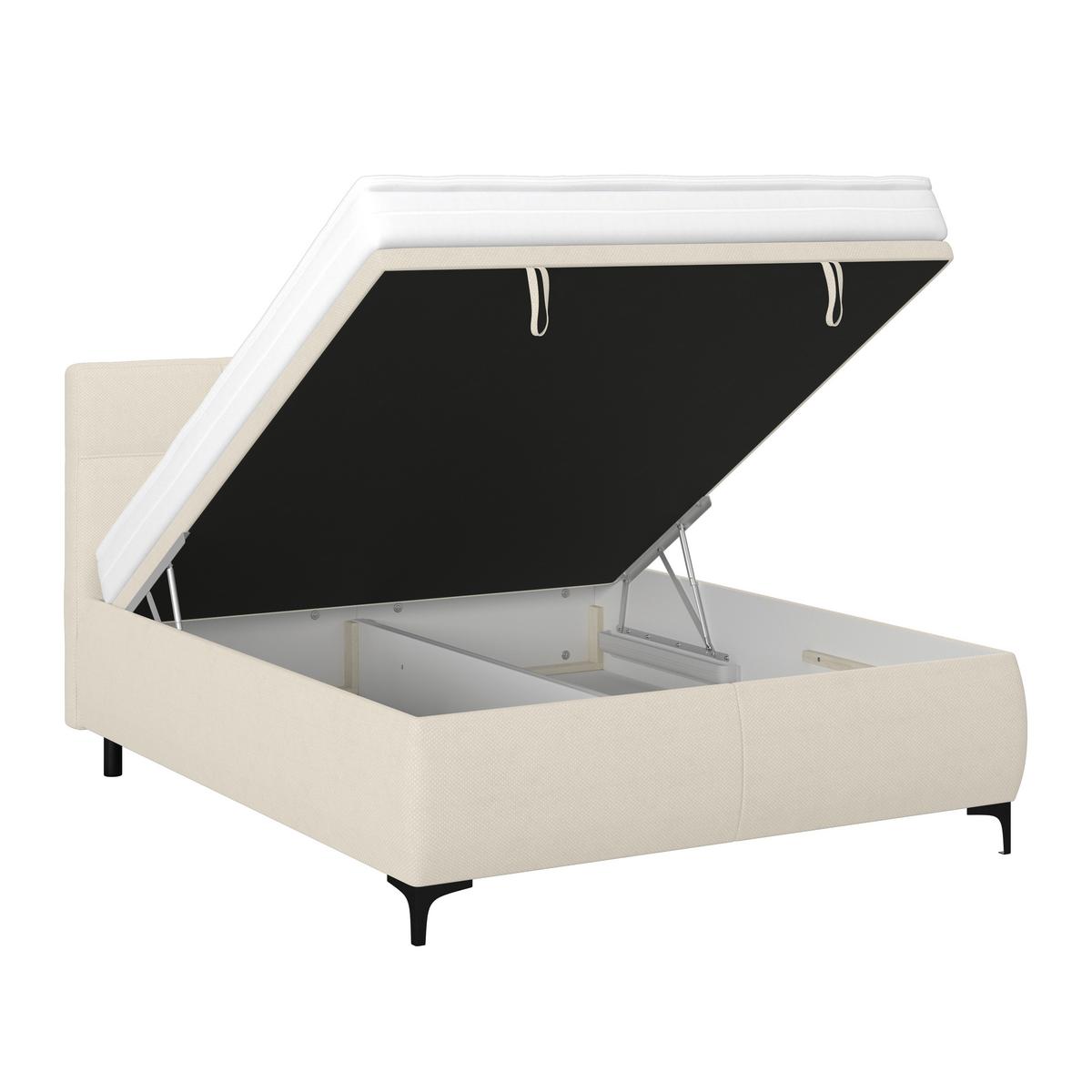 Polsterbett Zeni 140 - Beige/Schwarz, KONVENTIONELL, Holz/Textil (140/200cm)